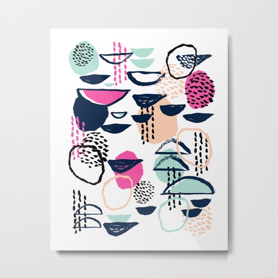 Rumba - pattern print retro cool hipster art colorful feminine shapes abstract Metal Print