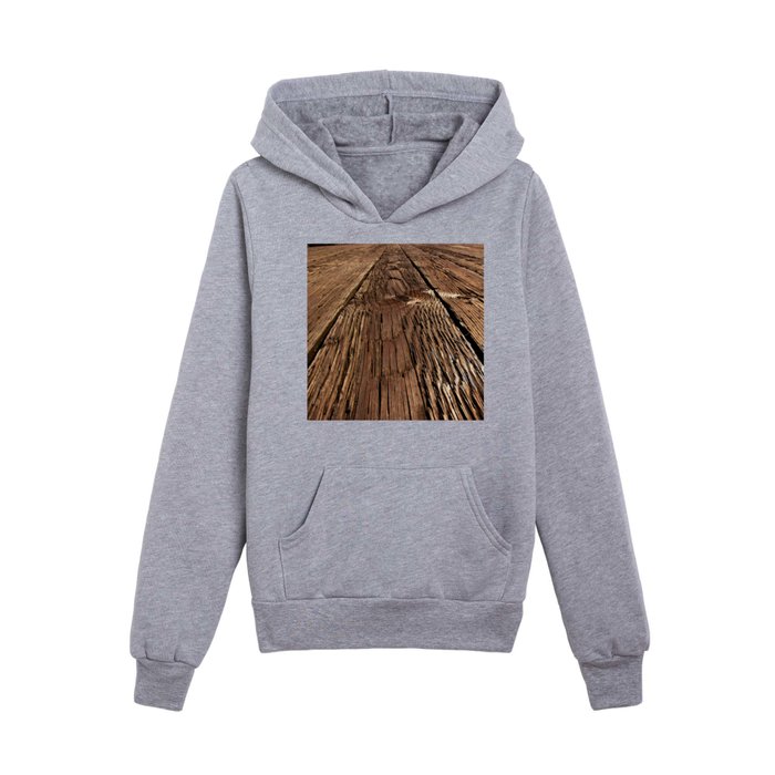 Jagged Wooden Floor Boards From Old Abandoned Tavern  Kids Pullover Hoodie