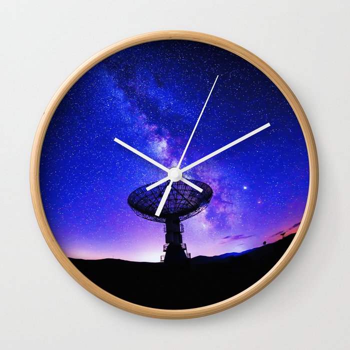 VLA Radio Telescope: Milky Way, night Wall Clock