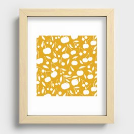 Cherries pattern - yellow ochre Recessed Framed Print