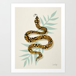 Tropical Serpent – Yellow & Black Art Print