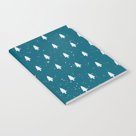 Christmas Trees Pattern Teal Notebook