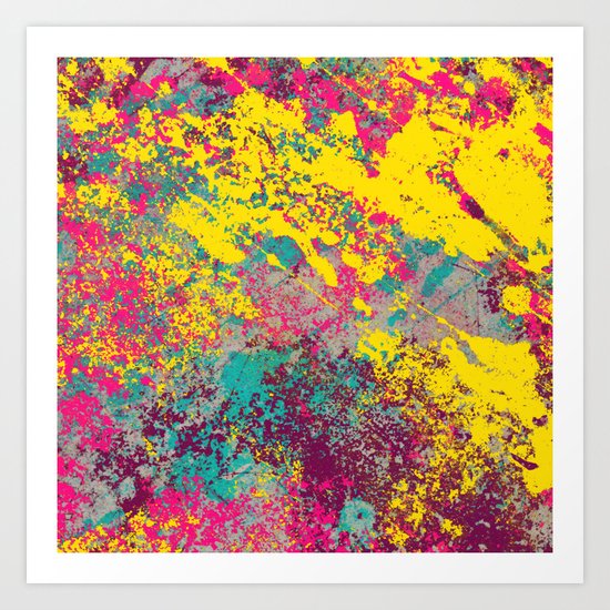 Abstract TexTure Uno - Pink, Purple, Blue And Yellow Art Print