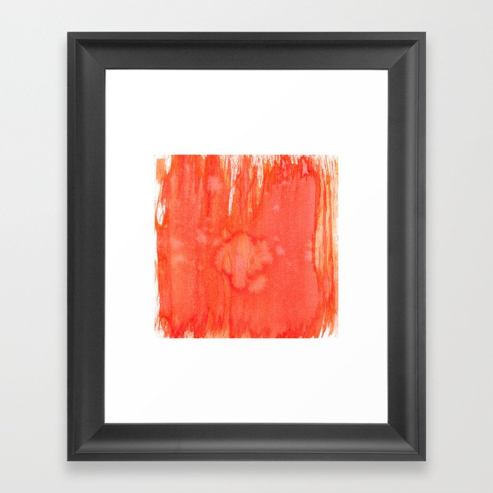 Red Square Abstract Watercolor Painting Framed Art Print By