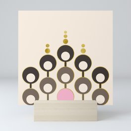 Retro tan and pink bubbles Mini Art Print