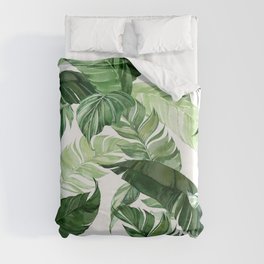 Green leaf watercolor pattern Duvet Cover