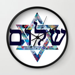 shalom Wall Clock | Chanukah, Hanukkah, Batmitzvah, Typography, Letters, Barmitzvahgift, Graphicdesign, Starofdavid, Judaic, Synagogue 