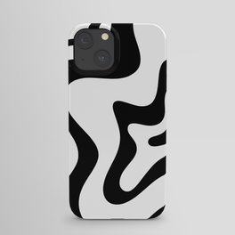 Retro Liquid Swirl Abstract Pattern Square Black and White iPhone Case
