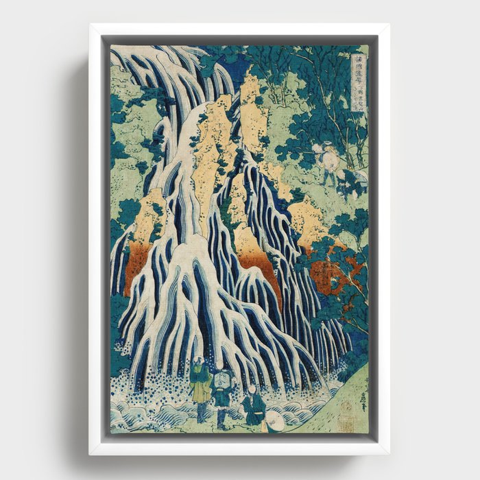 Kirifuri Waterfall at Kurokami Mountain in Shimotsuke - Katsushika Hokusai Framed Canvas