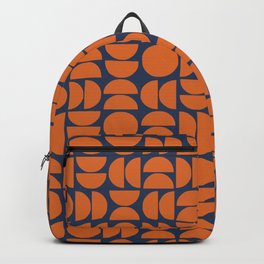 Abstract Geometric Shapes 1 in Navy Blue and Orange Backpack