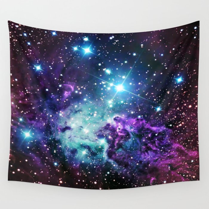 Fox Fur Nebula Purple Teal Galaxy Wall Tapestry By Me101