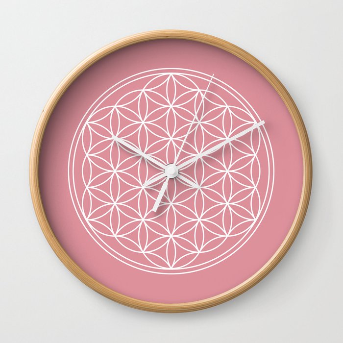 Flower of Life on Rococo Rose Wall Clock