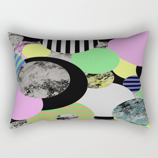 Cluttered Circles - Abstract, Geometric, Pop Art Style Rectangular Pillow