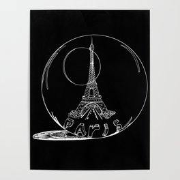 Paris city in a glass ball . Home decor, art prints Poster