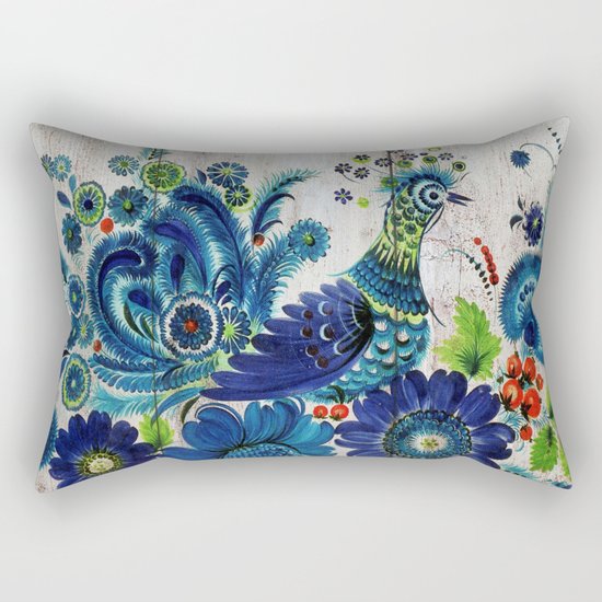 Russian Folk Art on Wood 03 Rectangular Pillow