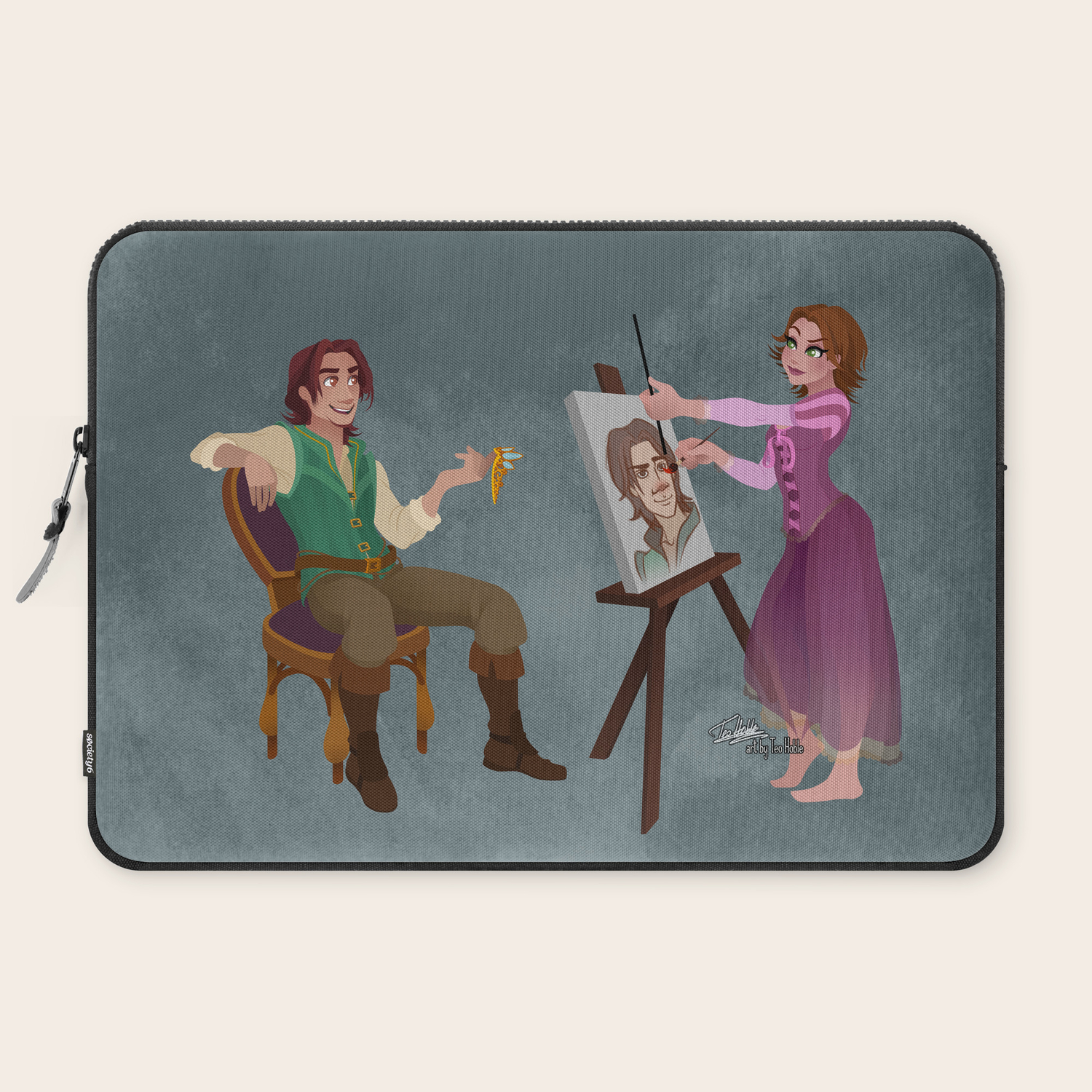 Tangled Rapunzel Short Brown Hair And Flynn Rider Laptop Sleeve