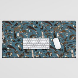 Otters of the World pattern in teal Desk Mat