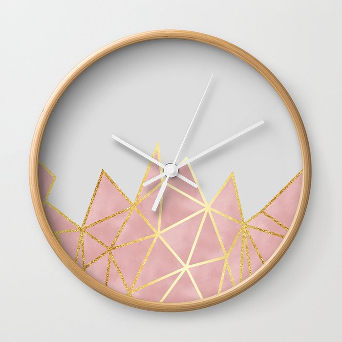 Pink & Gold Geometric Wall Clock