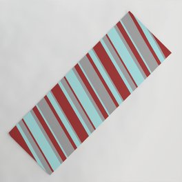 [ Thumbnail: Turquoise, Dark Gray, and Brown Colored Lined/Striped Pattern Yoga Mat ]