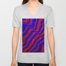 Light Blue, Red texture with wry lines. Gradient illustration in simple style with bows. V Neck T Shirt