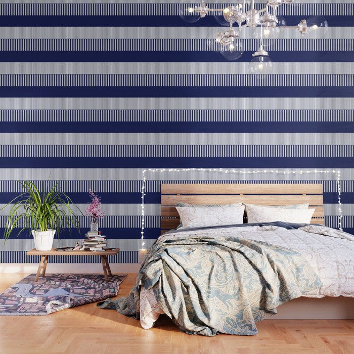 Colour Pop Stripes - Blue and White Wallpaper