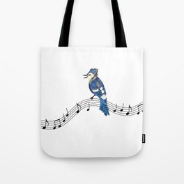 Singing bird- Blue Jay Digital Painting Tote Bag