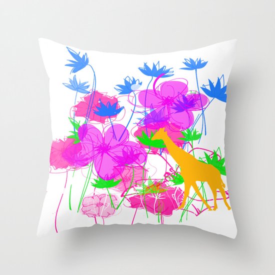 Yellow Giraffe Throw Pillow