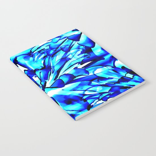 Painterly Ocean Blue Floral Abstract Notebook