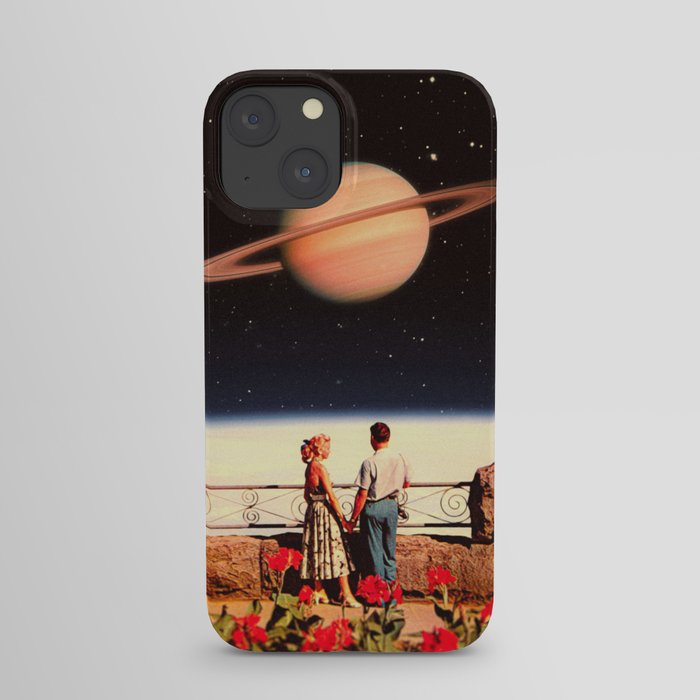 Lovers In Space - Romantic Sci-Fi Retro-Futurism Design iPhone Case