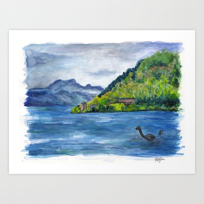 Loch Ness (with Nessie) Art Print
