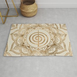 Cho Ku Rei - pastel gold lotus mandala Area & Throw Rug