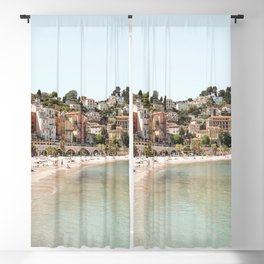 French Riviera Beach Photo | Pastel Summer In Menton, France Art Print | Europe Travel Photography Blackout Curtain