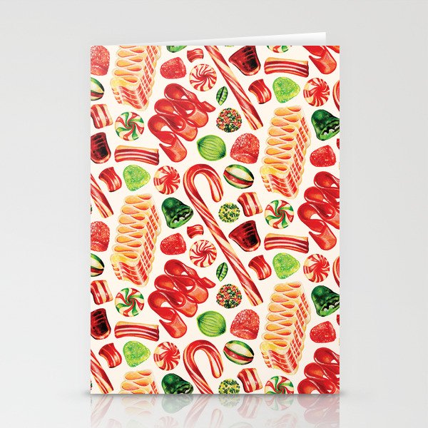 Christmas Candy Pattern Stationery Cards