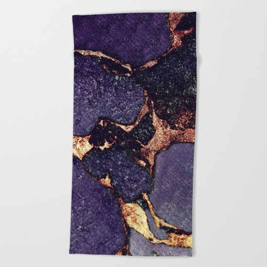 PURPLE & GOLD GEMSTONE Beach Towel
