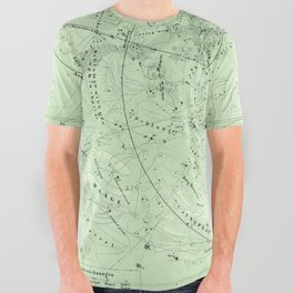 1872 Astrological Vintage Map of North Sky Star Chart All Over Graphic Tee