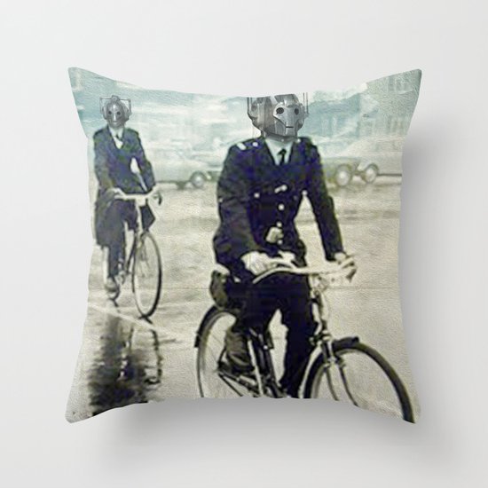 Cybermen on bikes Throw Pillow