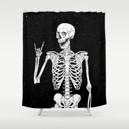 Rock and Roll Skeleton Design Shower Curtain
