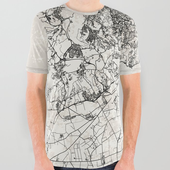 Algeria, Algiers - Illustrated Map Design All Over Graphic Tee