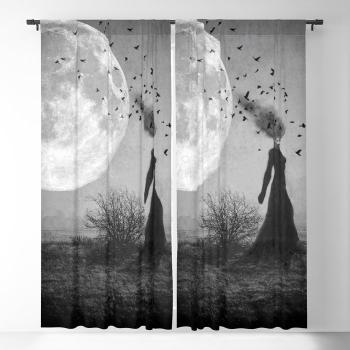 The Witching Hour - Full Moon Godess witch halloween birds goth Blackout Curtain