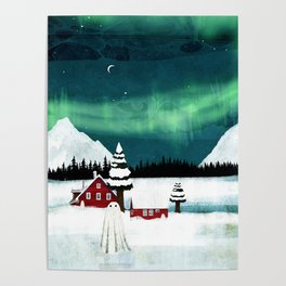 The Northern Lights Poster | House, Pine, Aurora, Spirit, Norway, Mountain, Winter, Ghost, Northernlights, Curated 