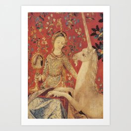 Lady and Unicorn Medieval Tapestry Art Print