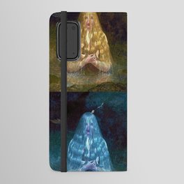 The girl with the different color hair collage; Ondine water nymph or water spirit, the elemental of water portrait still life painting by Jacques-Laurent Agasse Android Wallet Case
