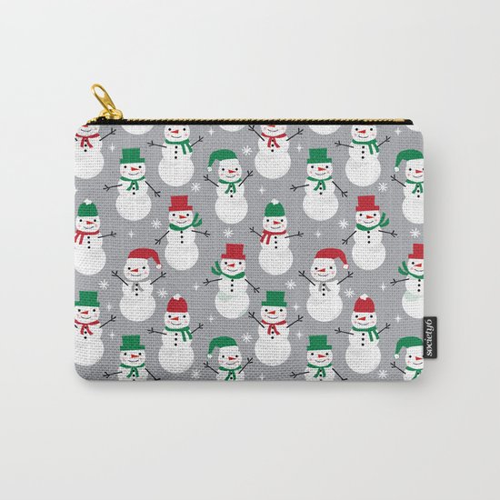 Snowman festive family fun snow day memories winter themed art pattern illustration Carry-All Pouch