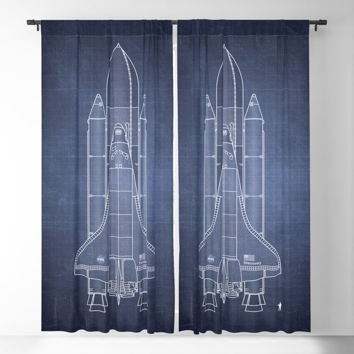 NASA Space Shuttle Blueprint in High Resolution (dark blue)  Blackout Curtain