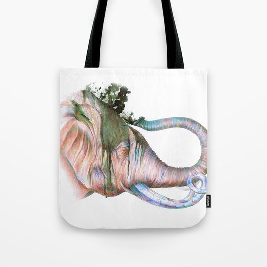Elephant Shower in Red Tote Bag