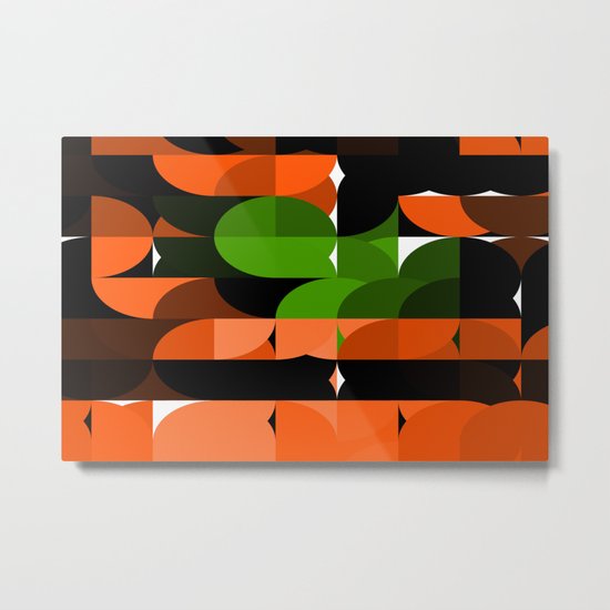Brown Orange Retro Circles Metal Print