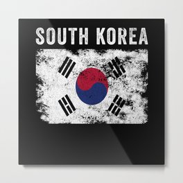 South Korea Flag Distressed Metal Print | Present, World, Gift, Politics, Southkorean, Pride, Girl, Retro, Vintage, Graphicdesign 