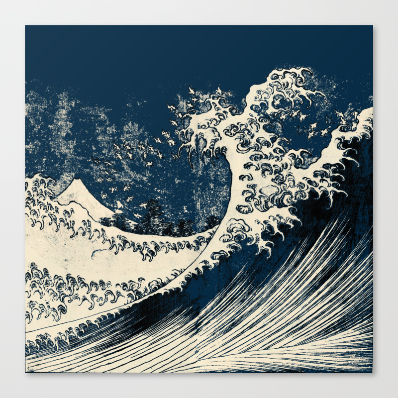 Japanese Waves Blue Canvas Print By Ros Lightbites Society6