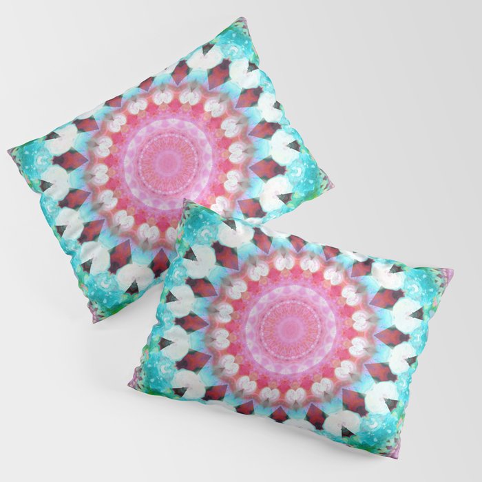 Joy Dance - Colorful Pink and Green Mandala Art Pillow Sham