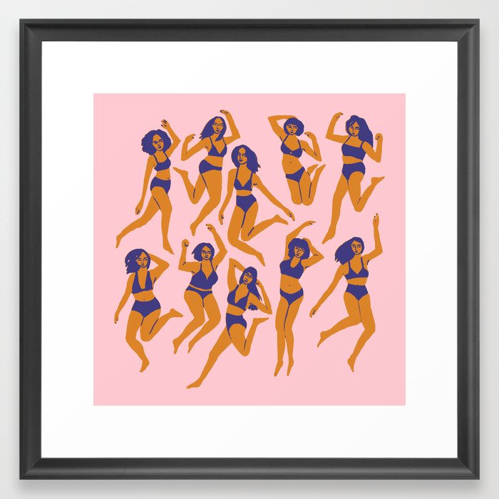 Underwear Dancing - Pink Framed Art Print